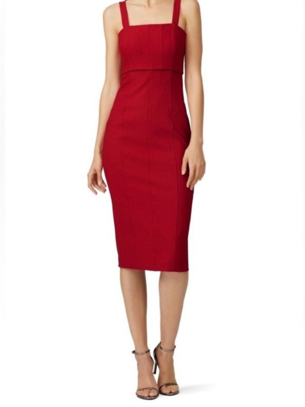 cinq a sept ❤️ DAKOTA DRESS ❤️ Red Cutout Cocktail Party Bodycon Midi Dress - 10